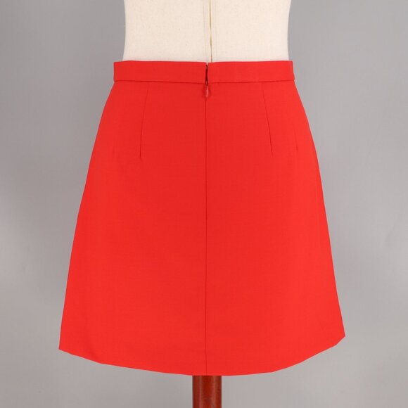 NWT ANN TAYLOR Button Embellished A-Line Wrap Skirt Bright Cherry Red Size 14 - Picture 3 of 10